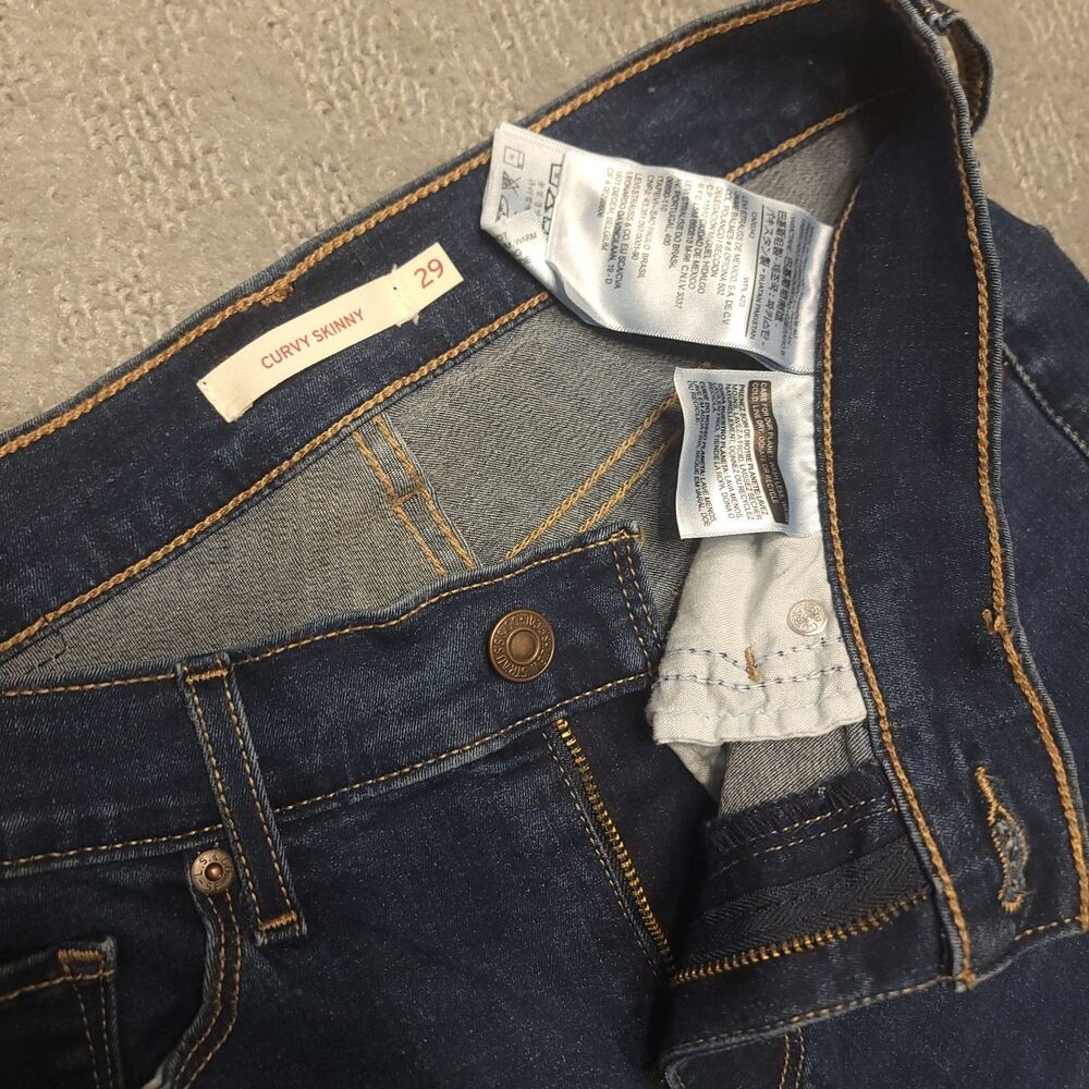 Levis Curvy Skinny Womens 29 (29X29) Jeans Mid Rise Stretch Blue Denim - Picture 9 of 11